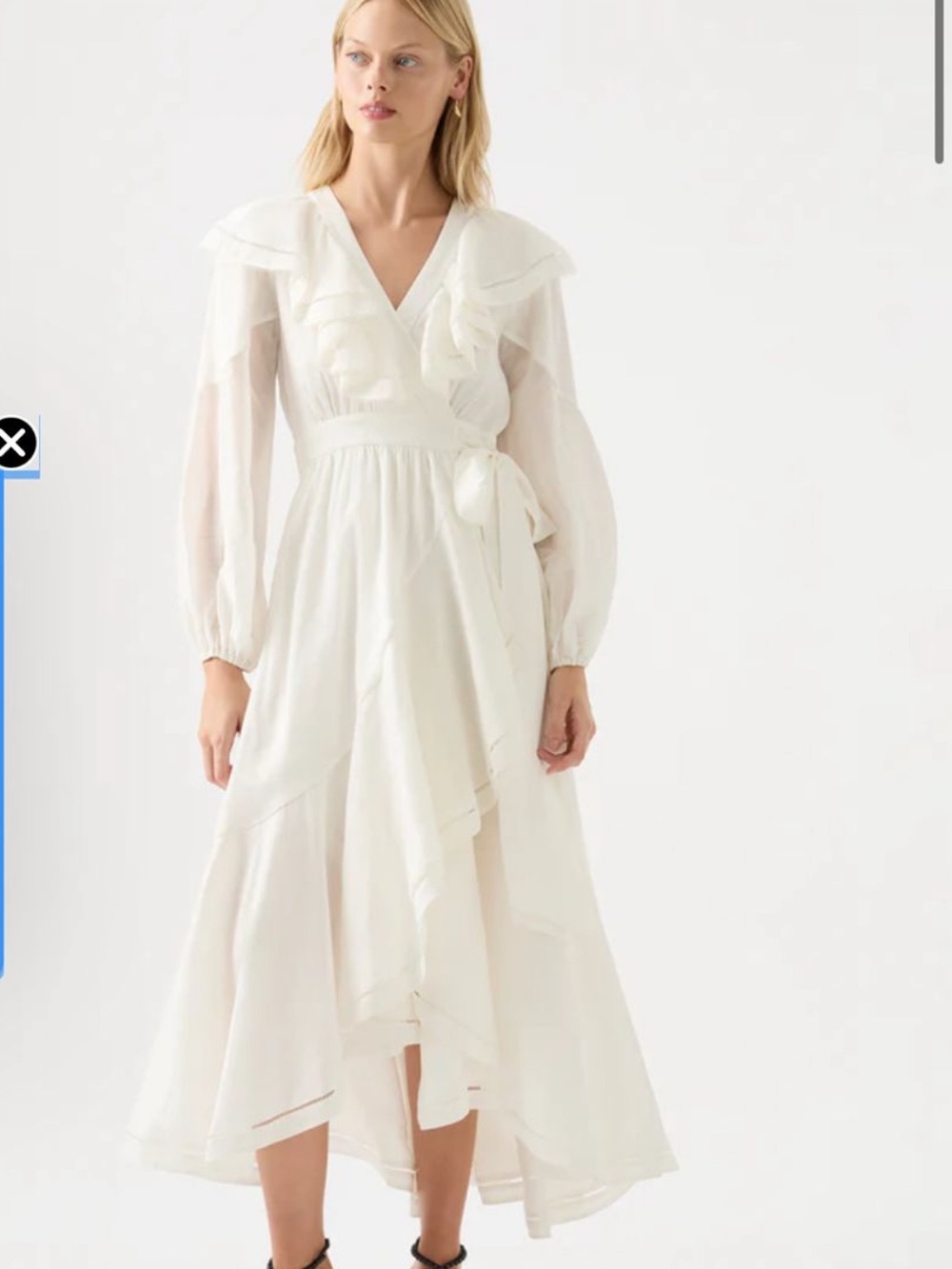 Aje Cream Ruffle Wrap High-Low Dress